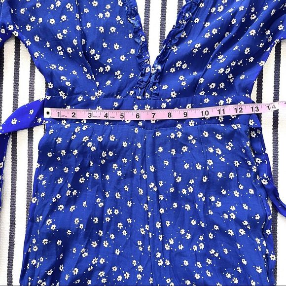 Faithfull The Brand La Villa Floral Jumpsuit Cobalt Betina Floral Size 4 Small - Picture 9 of 11